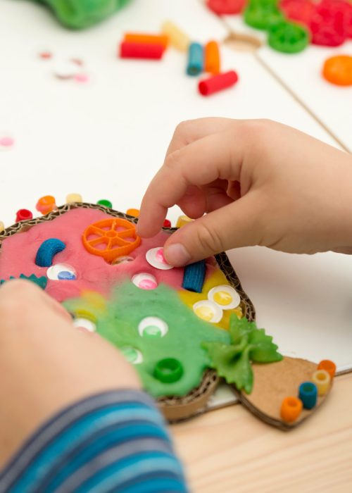 DIY toy for actively explore different materials. Tool for pre-s